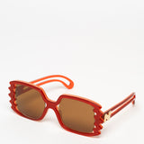 Nina Ricci / 70s Oversized Square Sunglasses / Lipstick Red