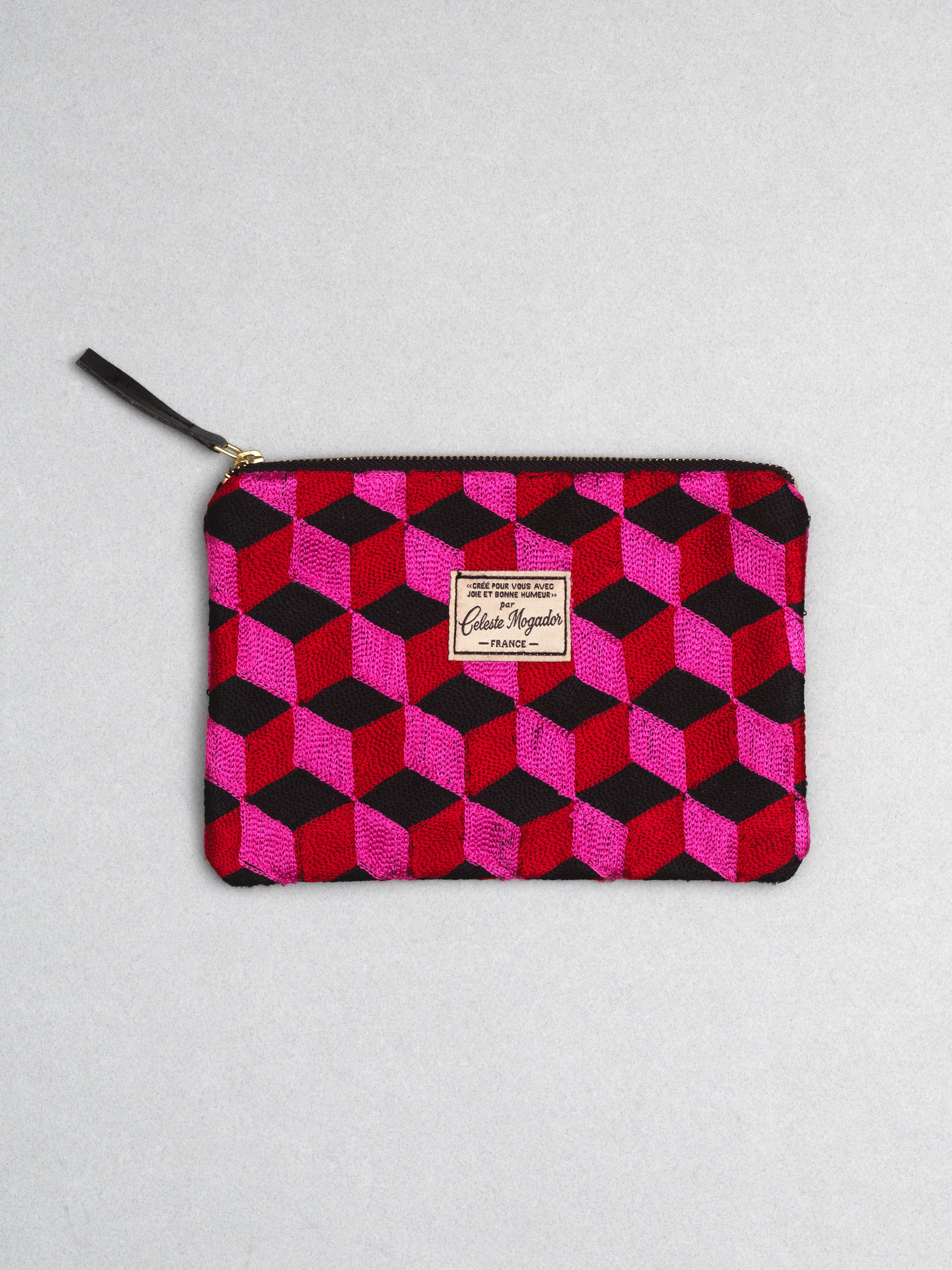 Céleste Mogador / Hand-Embroidered N3 Pink Pouch (L) by Céleste Mogador, Accessories - - Independent curated luxury eyewear available at I Visionari