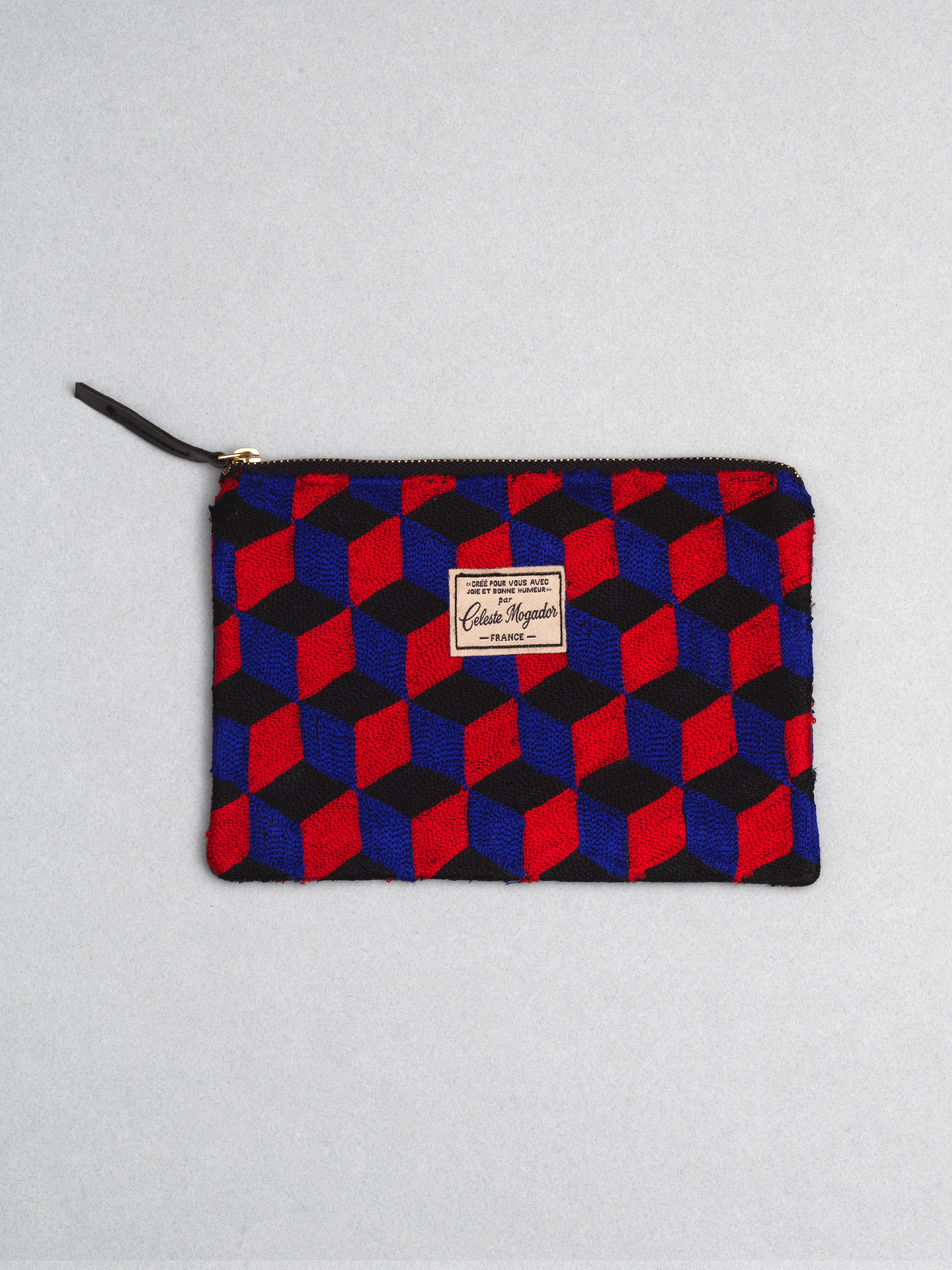 Céleste Mogador / Hand-Embroidered N3 Blue Pouch (L) by Céleste Mogador, Accessories - - Independent curated luxury eyewear available at I Visionari