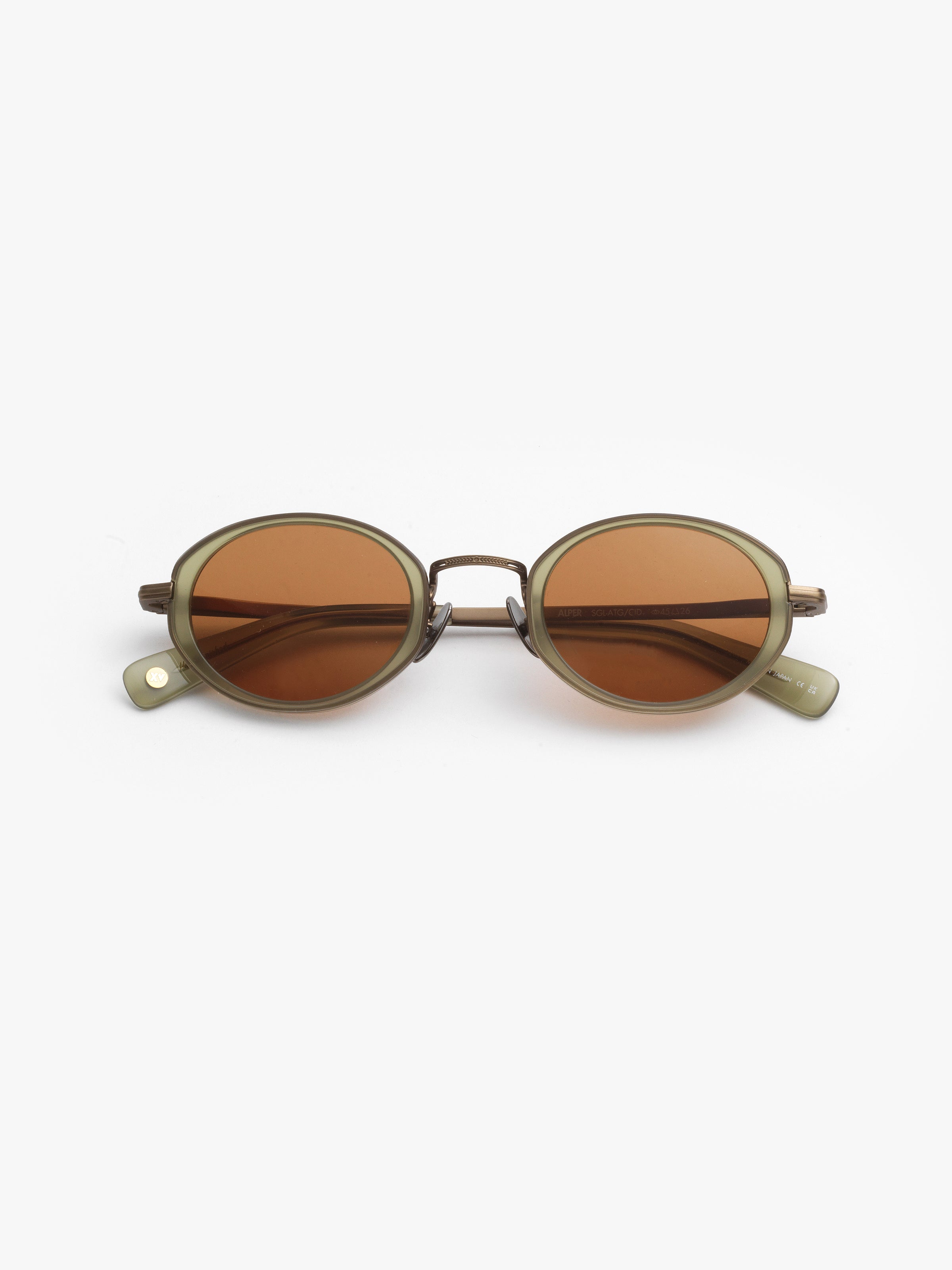 Garrett Leight / Alper / Sea Glass Antique Gold by Garrett Leight, Sunglasses - - Independent curated luxury eyewear available at I Visionari