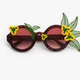 Amie Victoria Robertson x Linda Farrow / Round Sunglasses With Flowers / Red Green Yellow