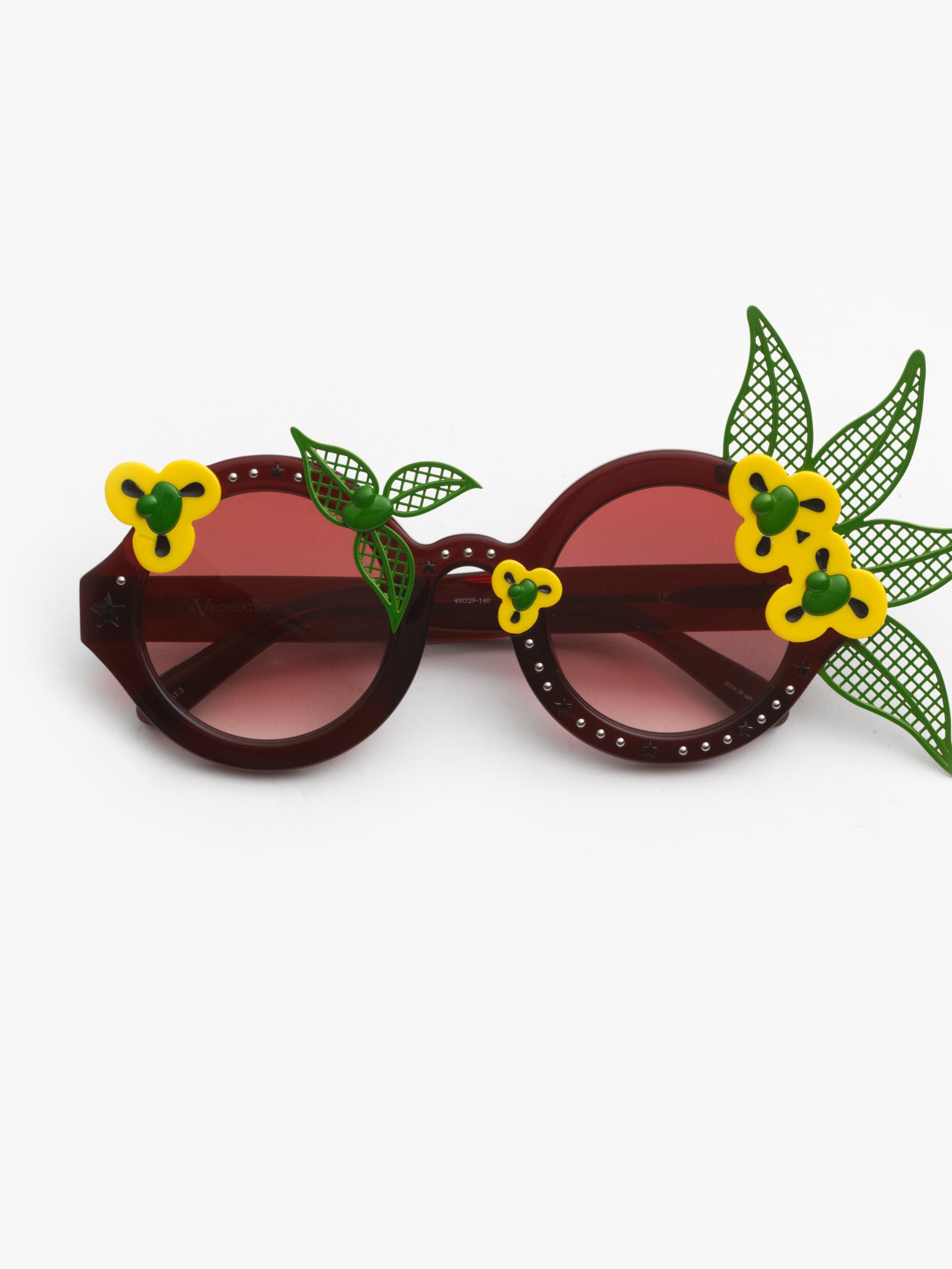 Amie Victoria Robertson x Linda Farrow Round Sunglasses with Flowers - Red Green Yellow