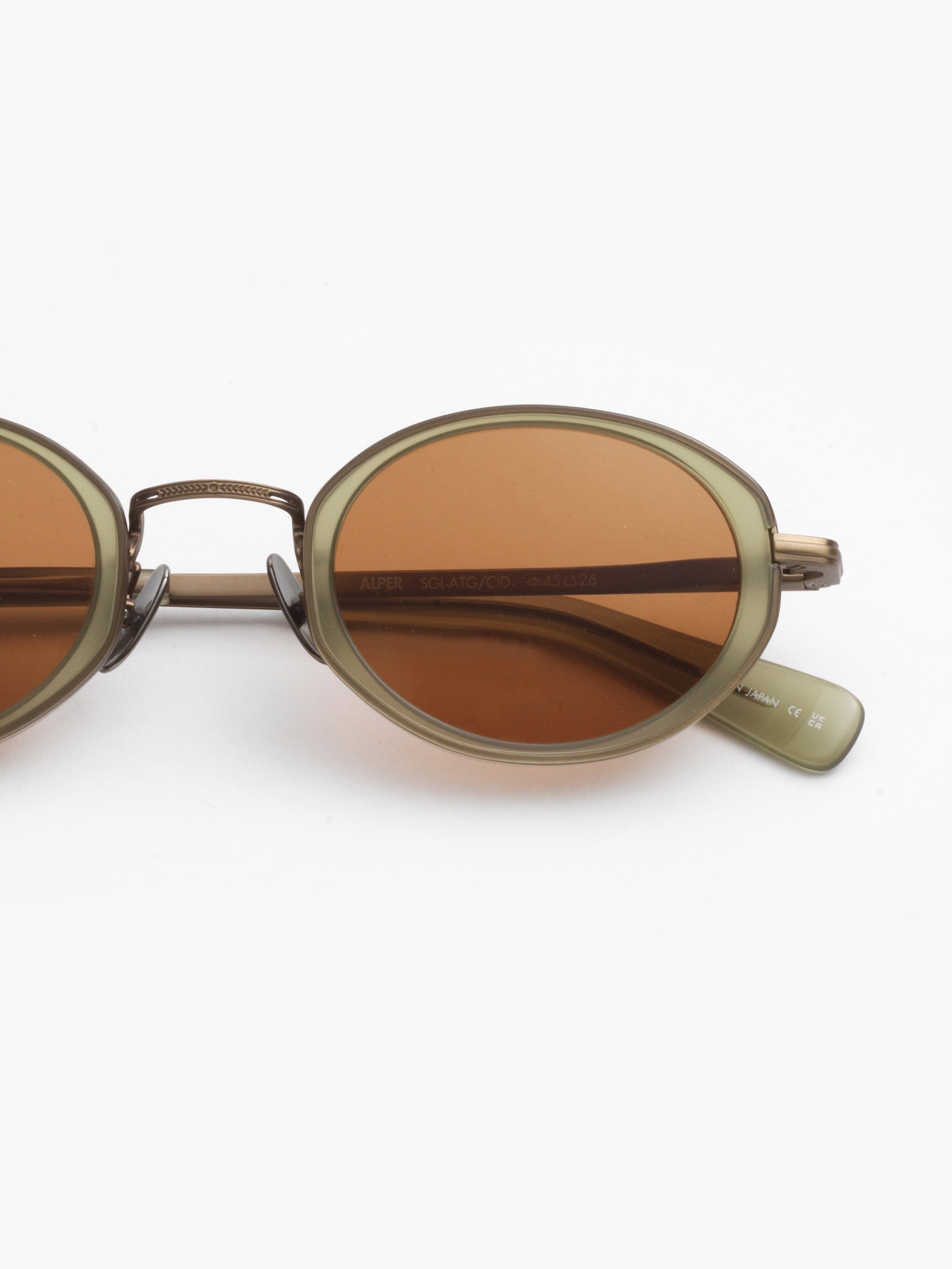 Garrett Leight / Alper / Sea Glass Antique Gold by Garrett Leight, Sunglasses - - Independent curated luxury eyewear available at I Visionari