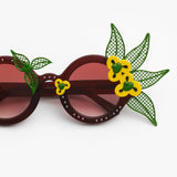 Amie Victoria Robertson x Linda Farrow / Round Sunglasses With Flowers / Red Green Yellow