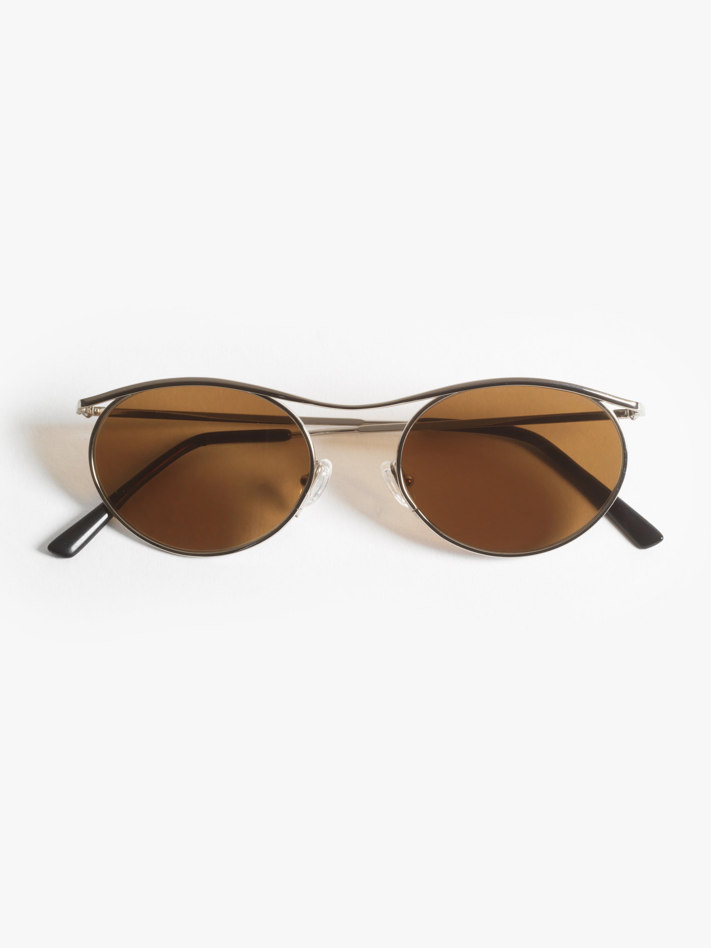 Gouverneur Audigier The Nouvelle Vague Silver with Warm Brown Lenses sunglasses, front view