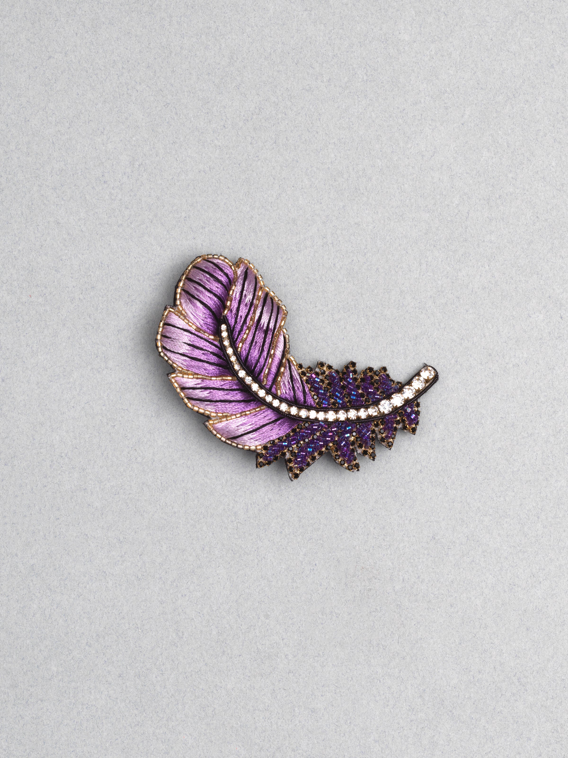 Céleste Mogador / Purple Feather Brooch by Céleste Mogador, Accessories - - Independent curated luxury eyewear available at I Visionari