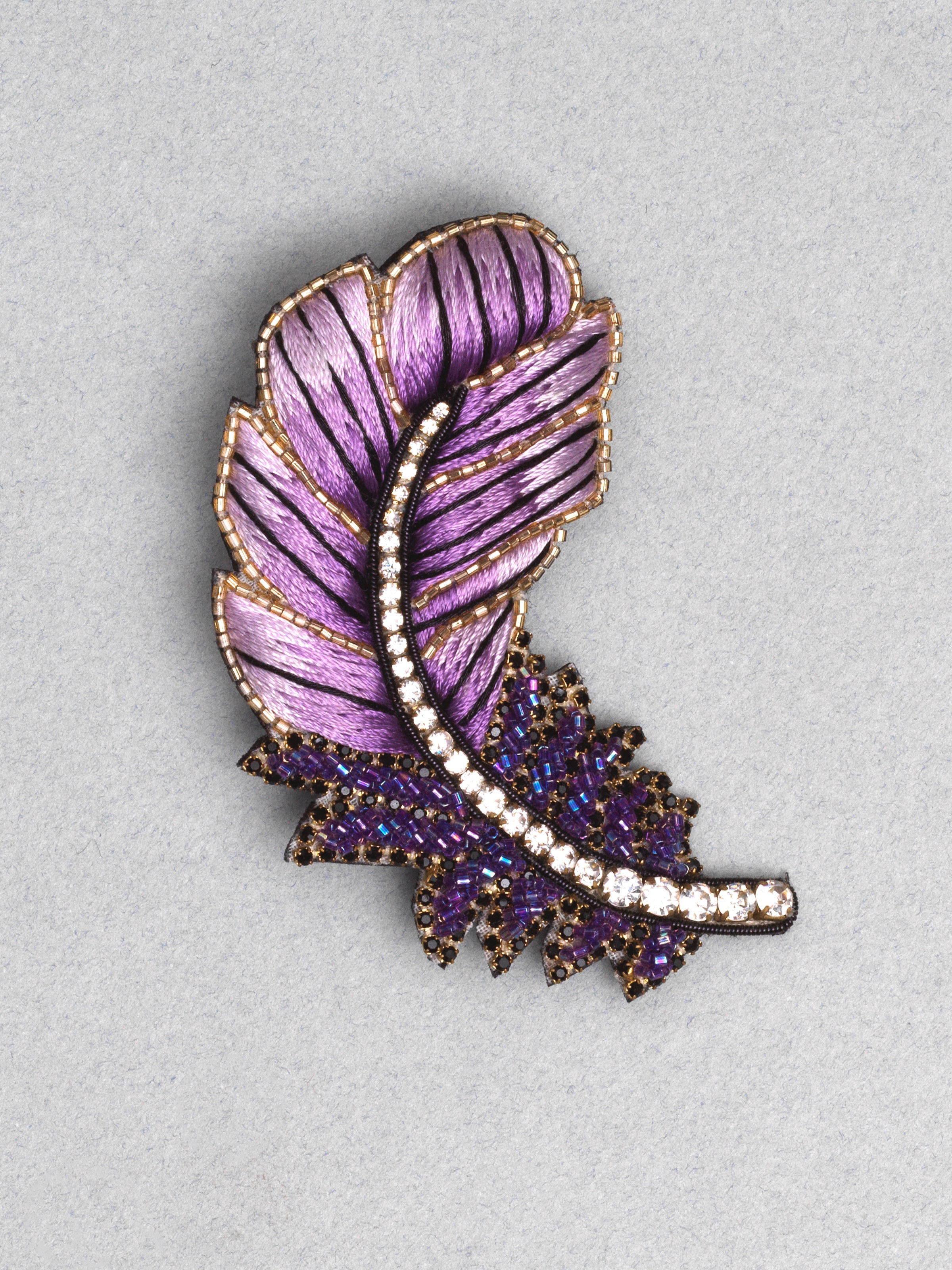 Céleste Mogador / Purple Feather Brooch by Céleste Mogador, Accessories - - Independent curated luxury eyewear available at I Visionari