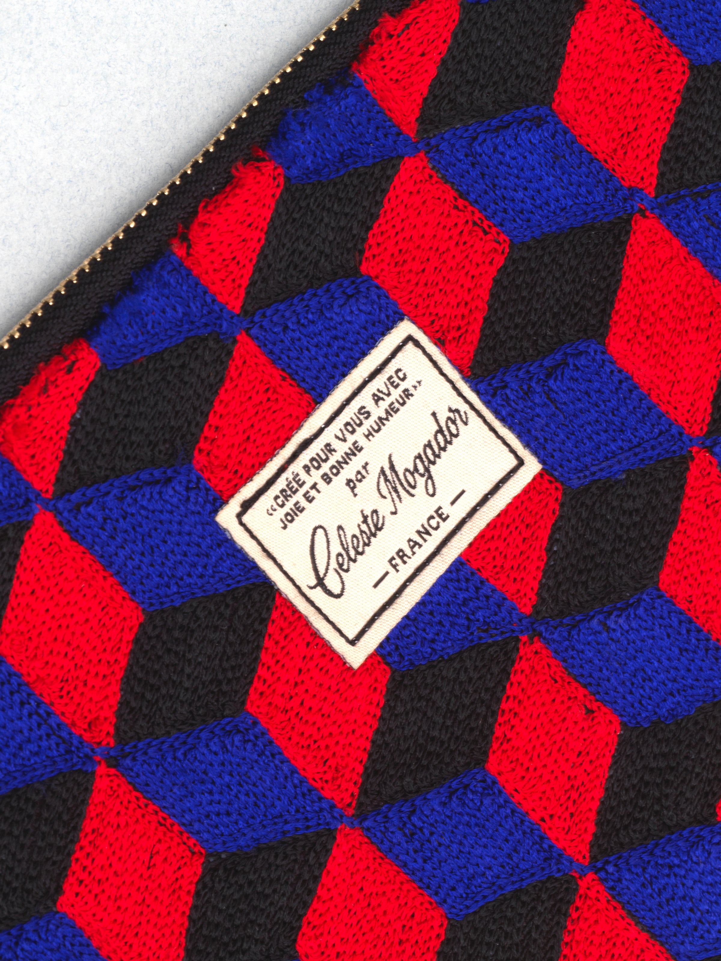 Céleste Mogador / Hand-Embroidered N3 Blue Pouch (L) by Céleste Mogador, Accessories - - Independent curated luxury eyewear available at I Visionari