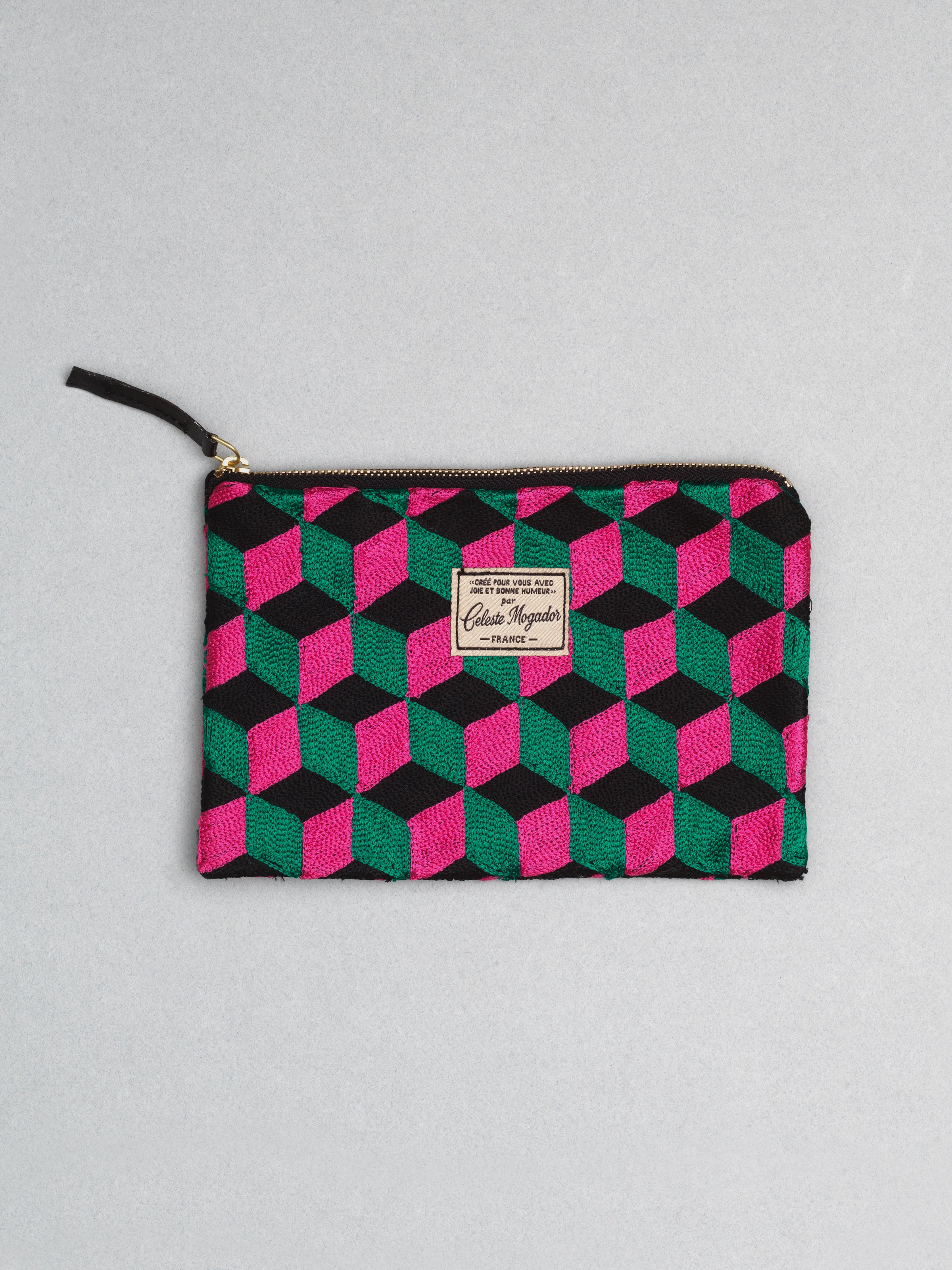 Céleste Mogador / Hand-Embroidered N3 Green Pouch (L) by Céleste Mogador, Accessories - - Independent curated luxury eyewear available at I Visionari