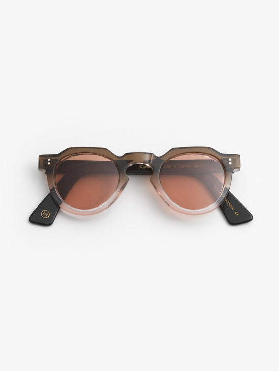 Lesca Lunetier / Crown Panto 8mm / Light Brown Crystal Fade with Antique Rose Mineral Lenses