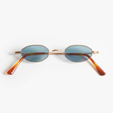 Gouverneur Audigier The Reimagined Tiny Oval Rose Gold with Azure Blue Lenses sunglasses, front view