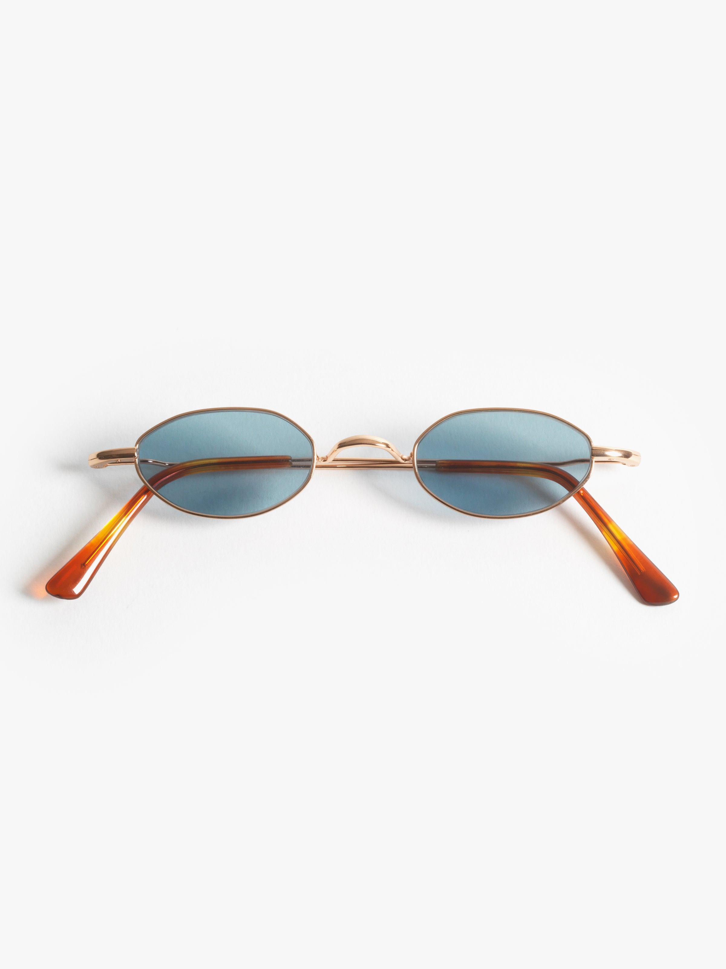 Gouverneur Audigier The Reimagined Tiny Oval Rose Gold with Azure Blue Lenses sunglasses, front view