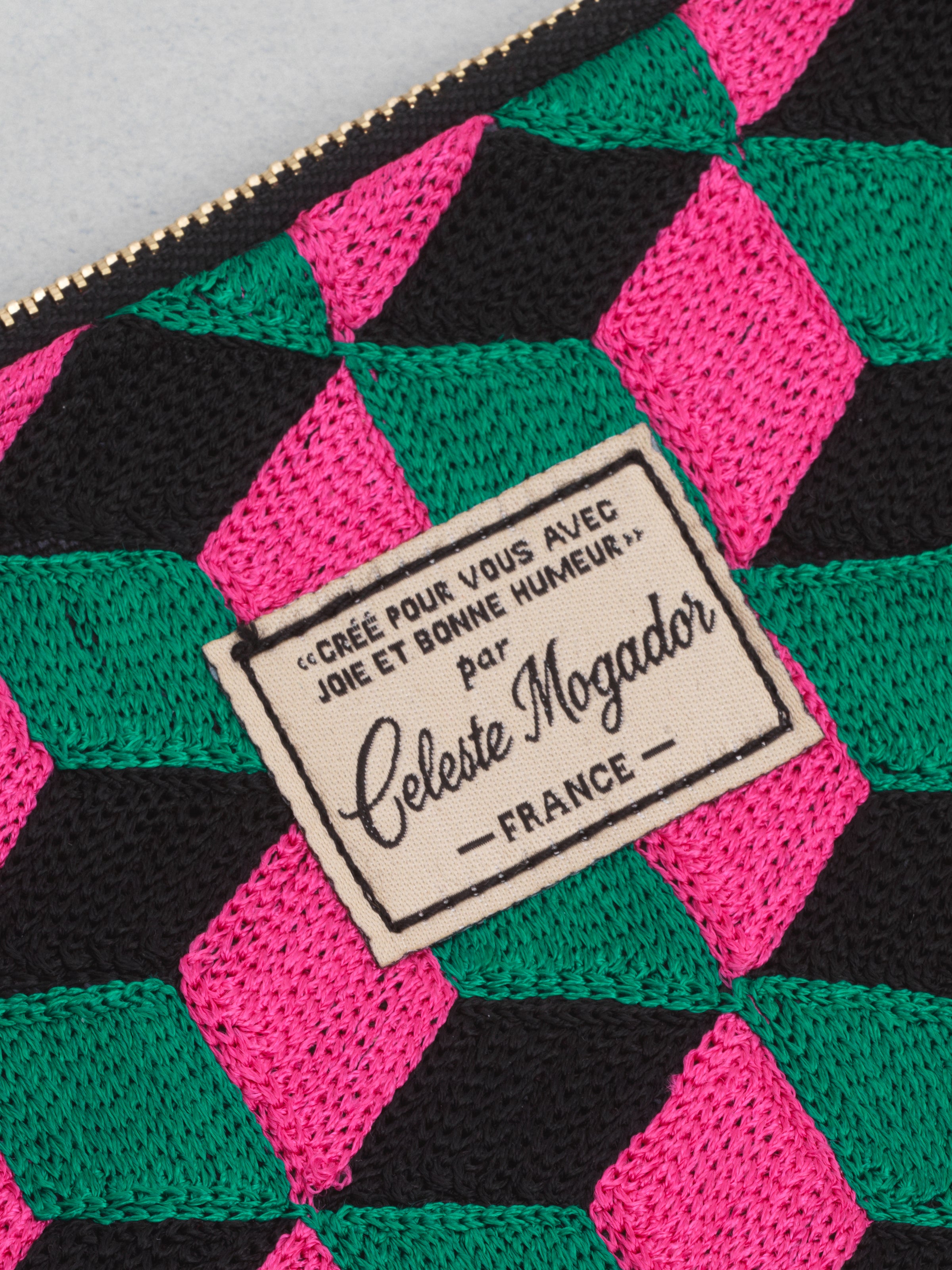 Céleste Mogador / Hand-Embroidered N3 Green Pouch (L) by Céleste Mogador, Accessories - - Independent curated luxury eyewear available at I Visionari