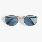 Gouverneur Audigier The Nouvelle Vague Yellow Gold with Riviera Blue Lenses sunglasses, front view