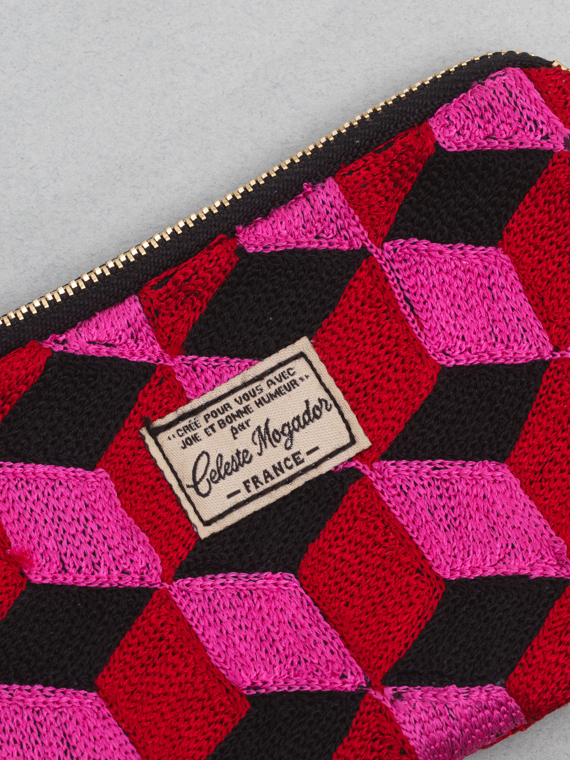 Céleste Mogador / Hand-Embroidered N3 Pink Pouch (M) by Céleste Mogador, Accessories - - Independent curated luxury eyewear available at I Visionari