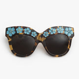 Markus Lupfer x Linda Farrow / Oversize Sunglasses With Daisies / Tortoiseshell and Light Blue