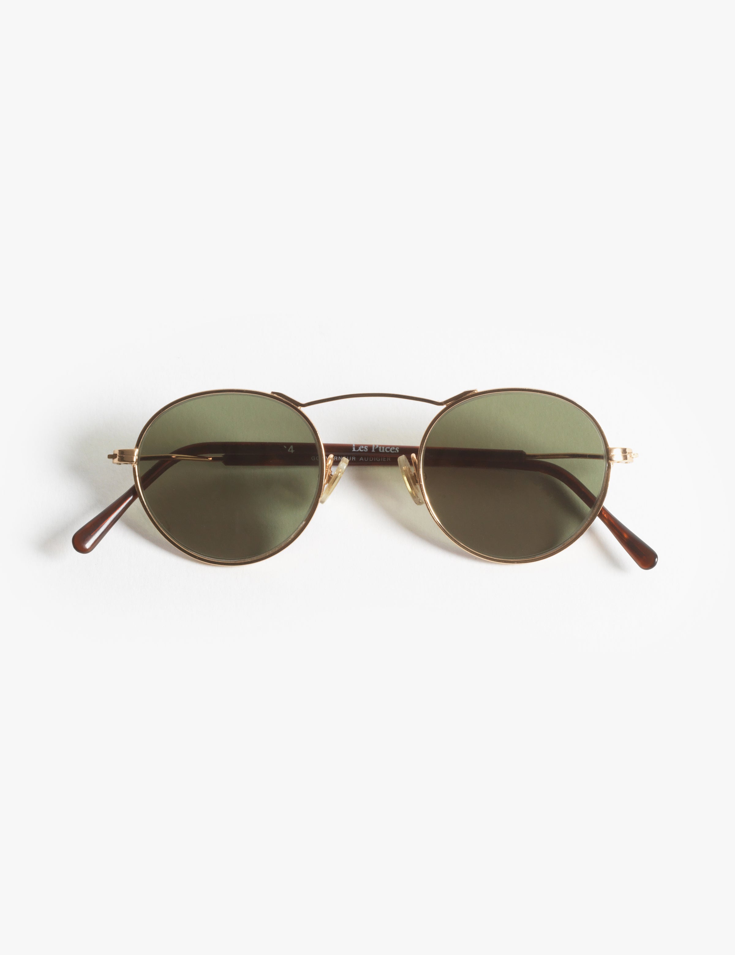 Gouverneur Audigier The Writer 41 Champagne with Vintage Green Lenses sunglasses, front view