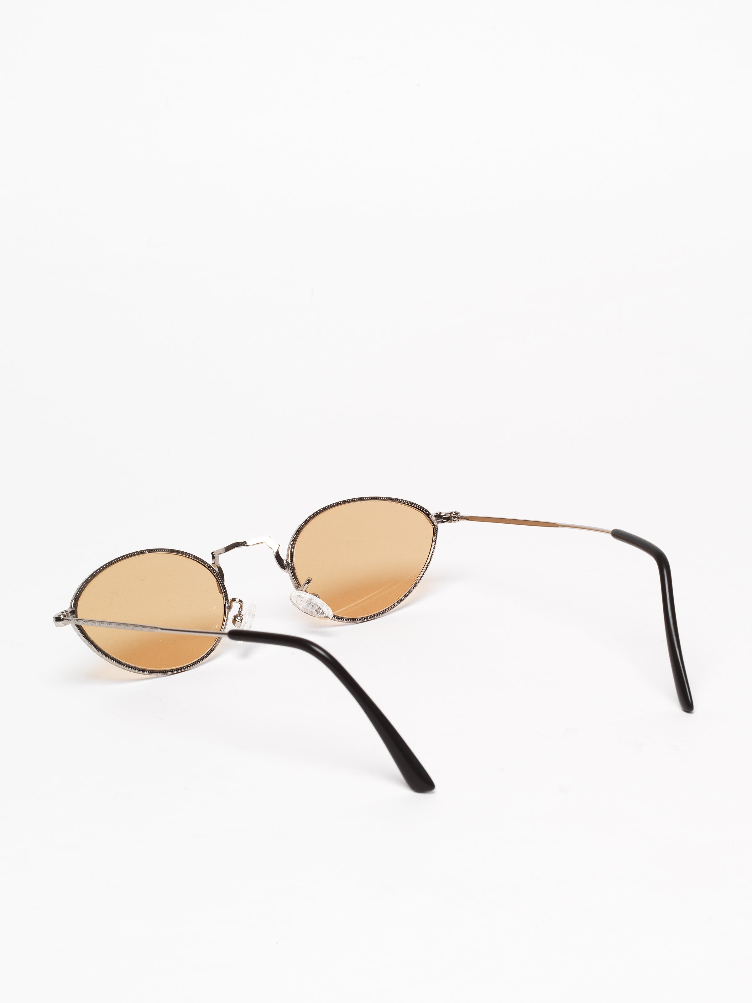 Gouverneur Audigier The Reimagined Cat Eye Silver Brushed with Soft Amber Lenses sunglasses, rear three-quarter view