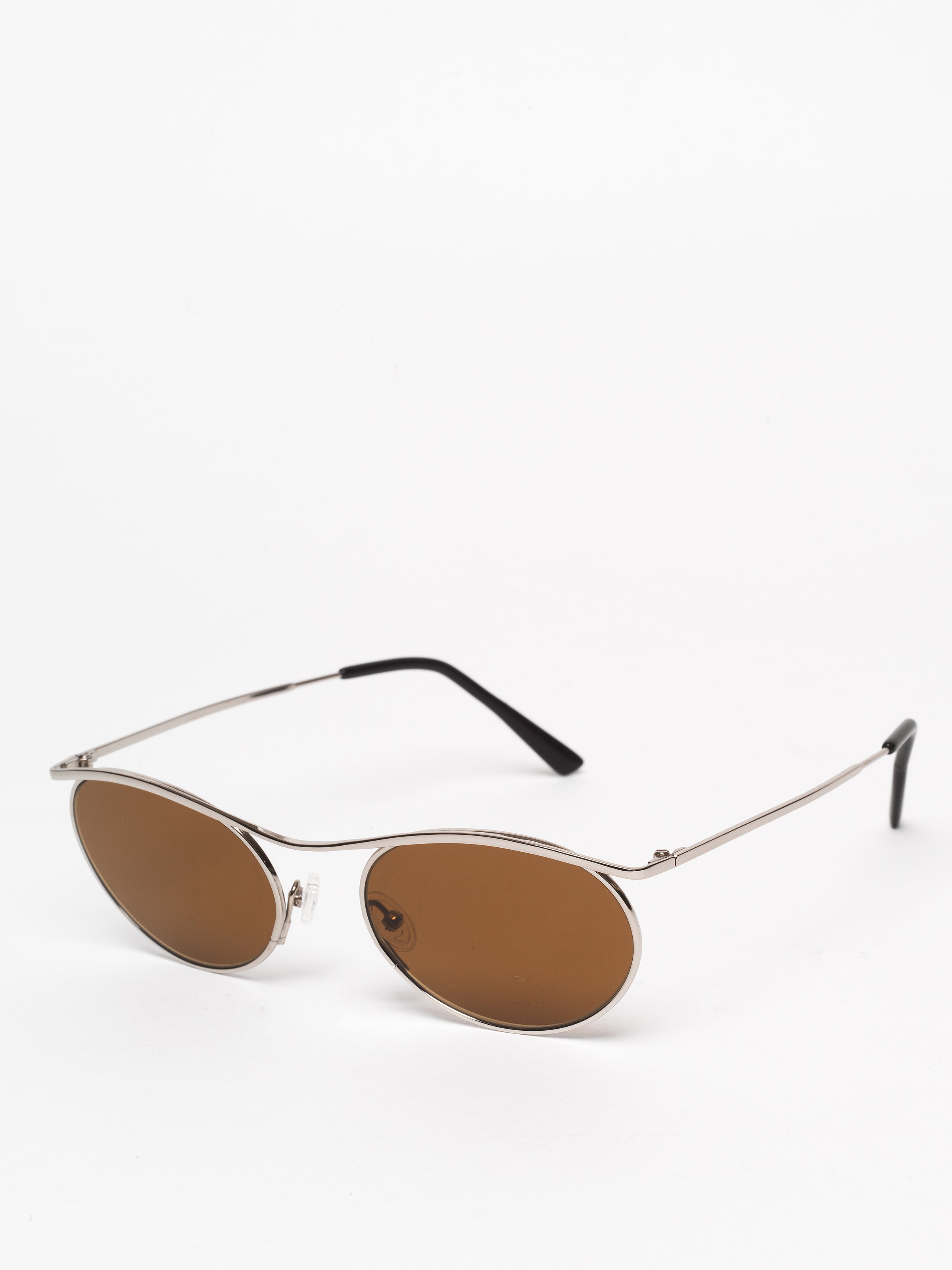 Gouverneur Audigier The Nouvelle Vague Silver with Warm Brown Lenses sunglasses, three-quarter view