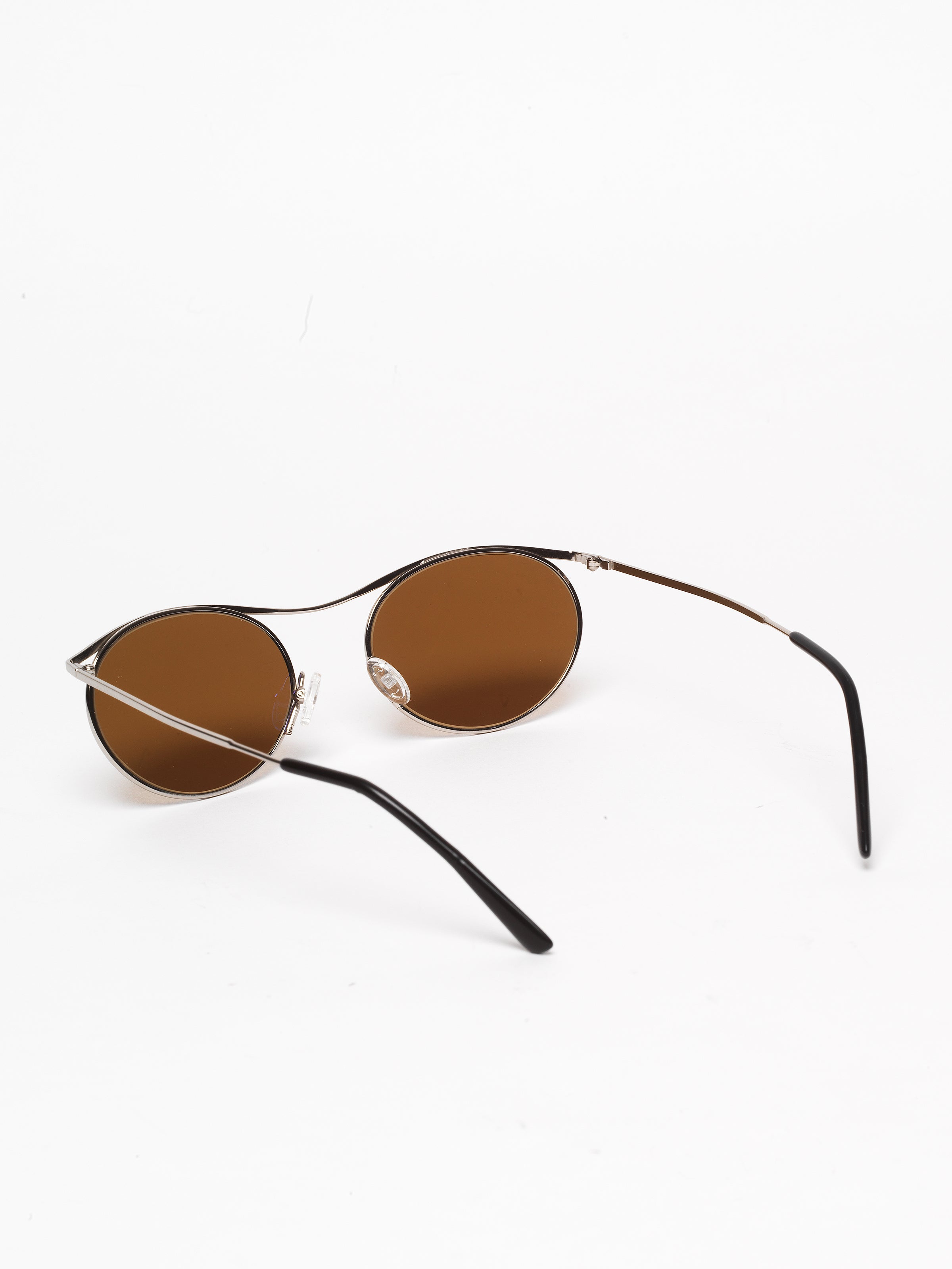 Gouverneur Audigier The Nouvelle Vague Silver with Warm Brown Lenses sunglasses, rear three-quarter view
