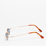 Gouverneur Audigier The Reimagined Tiny Oval Rose Gold with Azure Blue Lenses sunglasses, side profile