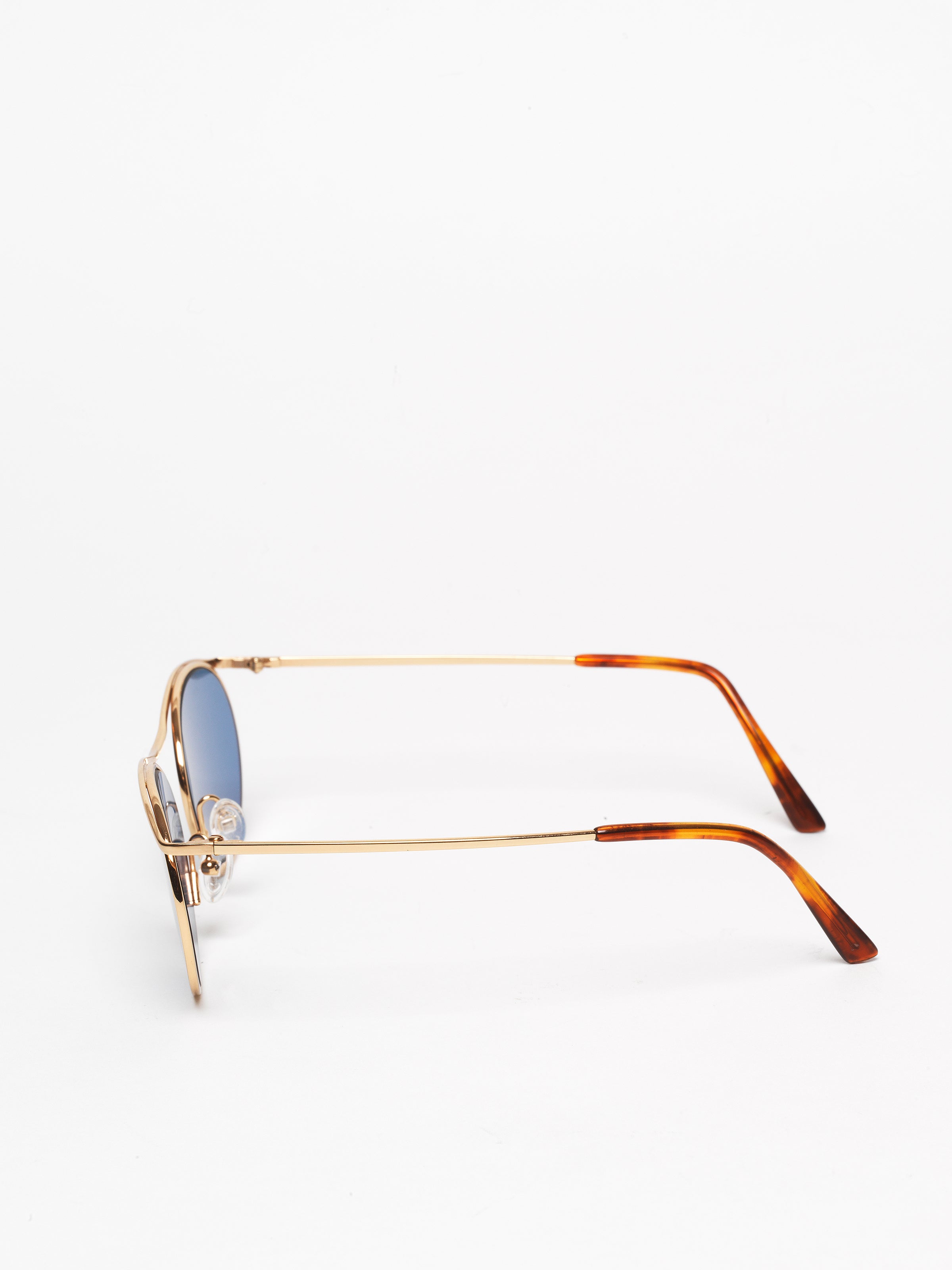 Gouverneur Audigier The Nouvelle Vague Yellow Gold with Riviera Blue Lenses sunglasses, side profile