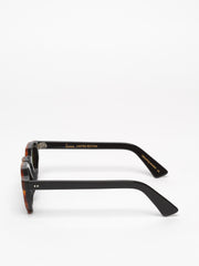 Lesca Lunetier / Crown Panto 8mm / Rootbeer and Black with Dark Vintage Green Mineral Lenses
