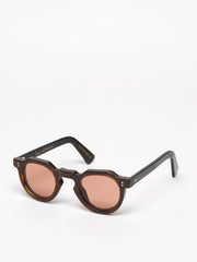 Lesca Lunetier / Crown Panto 8mm / Rootbeer and Black with Antique Rose Mineral Lenses