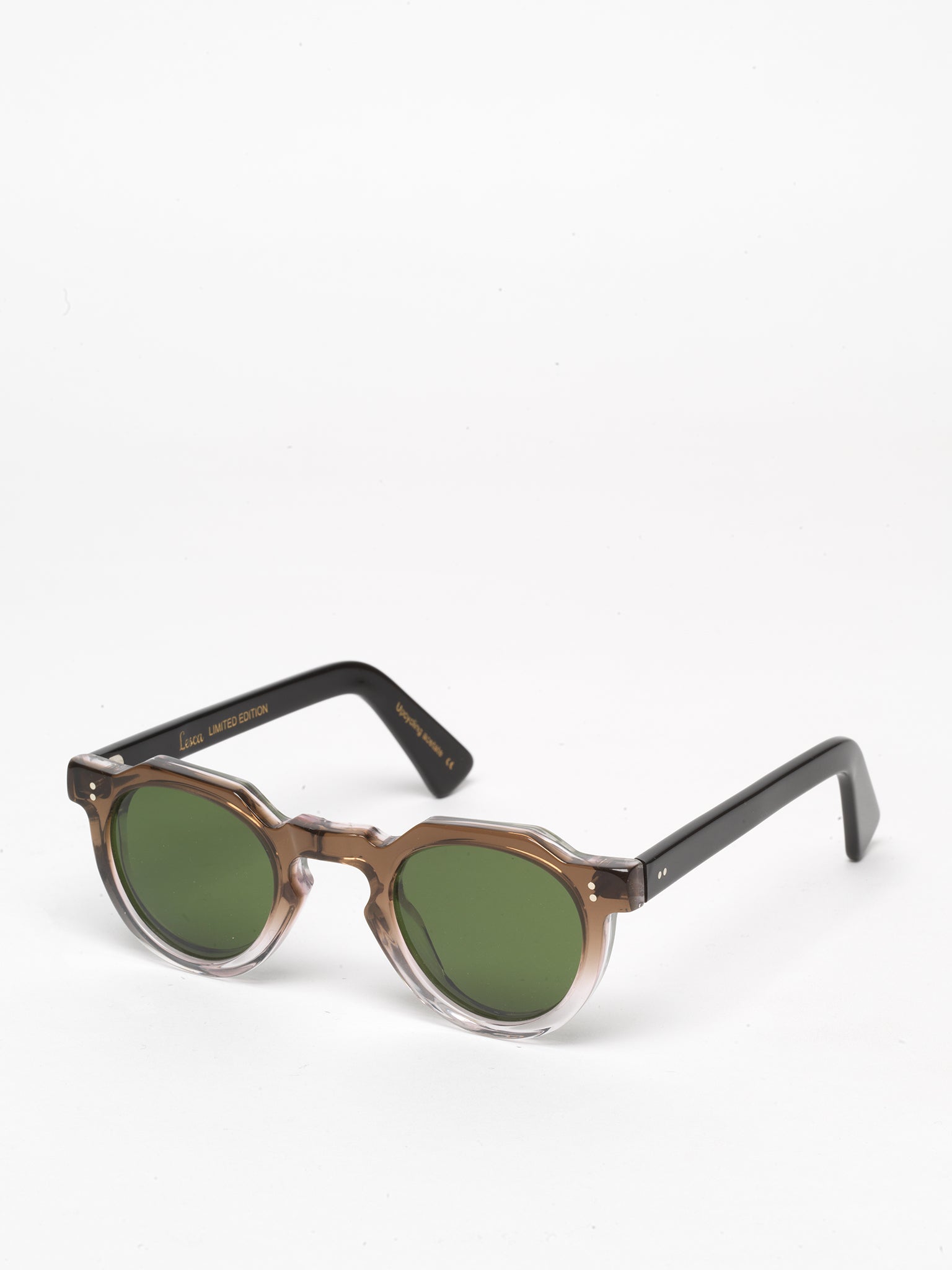 Lesca Lunetier / Crown Panto 8mm / Light Brown Crystal Fade with Dark  Vintage Green Mineral Lenses