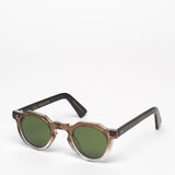 Lesca Lunetier / Crown Panto 8mm / Light Brown Crystal Fade with Dark Vintage Green Mineral Lenses