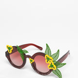 Amie Victoria Robertson x Linda Farrow / Round Sunglasses With Flowers / Red Green Yellow