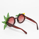 Amie Victoria Robertson x Linda Farrow / Round Sunglasses With Flowers / Red Green Yellow