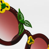 Amie Victoria Robertson x Linda Farrow / Round Sunglasses With Flowers / Red Green Yellow