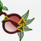 Amie Victoria Robertson x Linda Farrow / Round Sunglasses With Flowers / Red Green Yellow