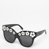 Markus Lupfer x Linda Farrow / Oversize Sunglasses With Daisies / Black and White