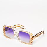 Nina Ricci / 70s Oversized Square Sunglasses / Transparent Amber