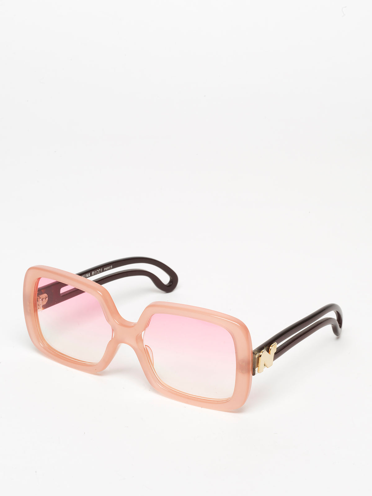 Nina Ricci / 70s Oversized Square Sunglasses / Pearly Pink  display picture 2