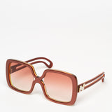 Nina Ricci / 70s Oversized Square Sunglasses / Metallic Pink