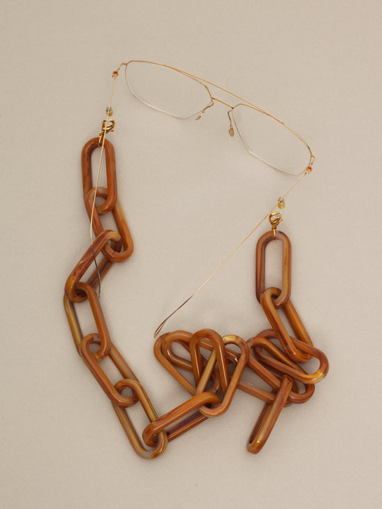 I Visionari / Oversize Resin Glasses Chain / Vintage Havana
