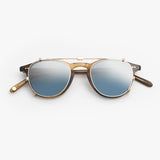 Garrett Leight / Hampton 44 Clip / Gold Blue Shadow Mirror