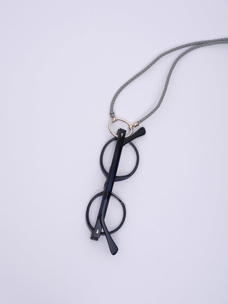 LA LOOP / Braided Italian Leather / Graphite with Silver Plated Loop