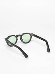 Lesca Lunetier / Crown Panto 8mm / Dark Green and Crystal with Mint Green Mineral Lenses